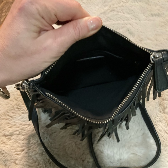 Expressions NYC Fringe Crossbody Black Chain Edge Vegan Black Western Concert - Picture 7 of 10